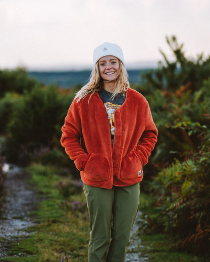 Iris Collarless Recycled Fleece - Baked Clay - Lifestyle