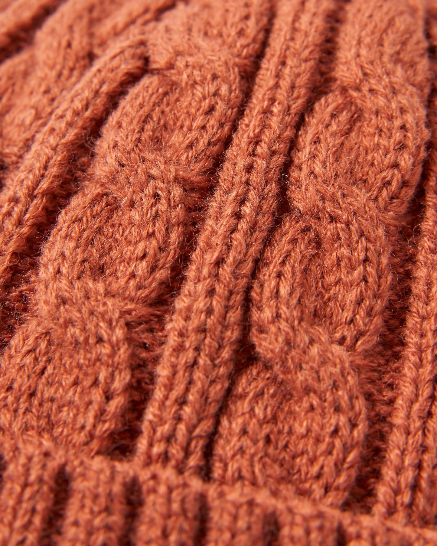 Fireside Recycled Cable Knit Beanie - Baked Clay - Flatlay