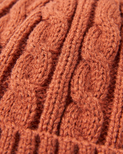 Fireside Recycled Cable Knit Beanie - Baked Clay - Flatlay