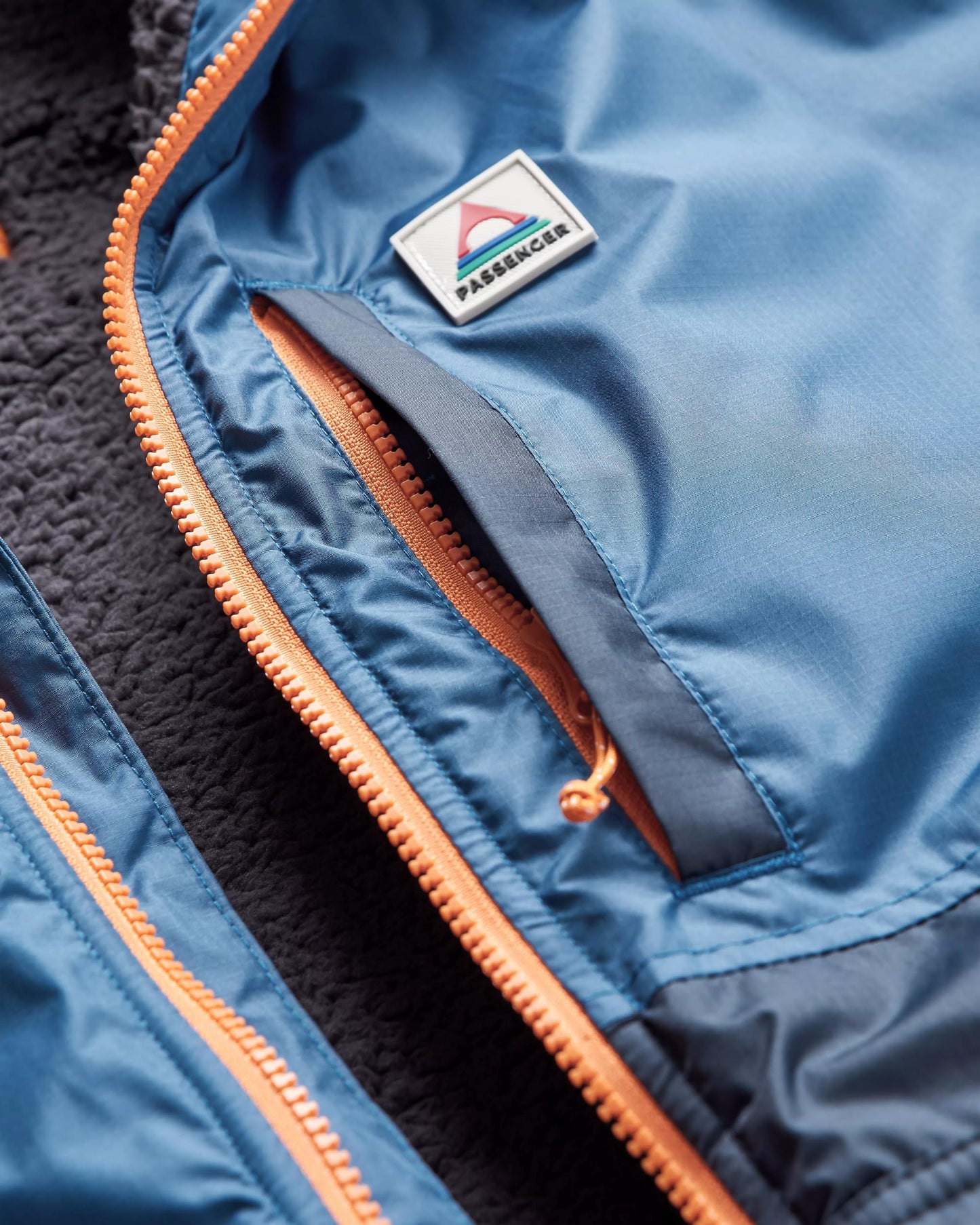 Waves Recycled Sherpa-Lined Changing Robe - Dark Denim/ Deep Navy - Flatlay