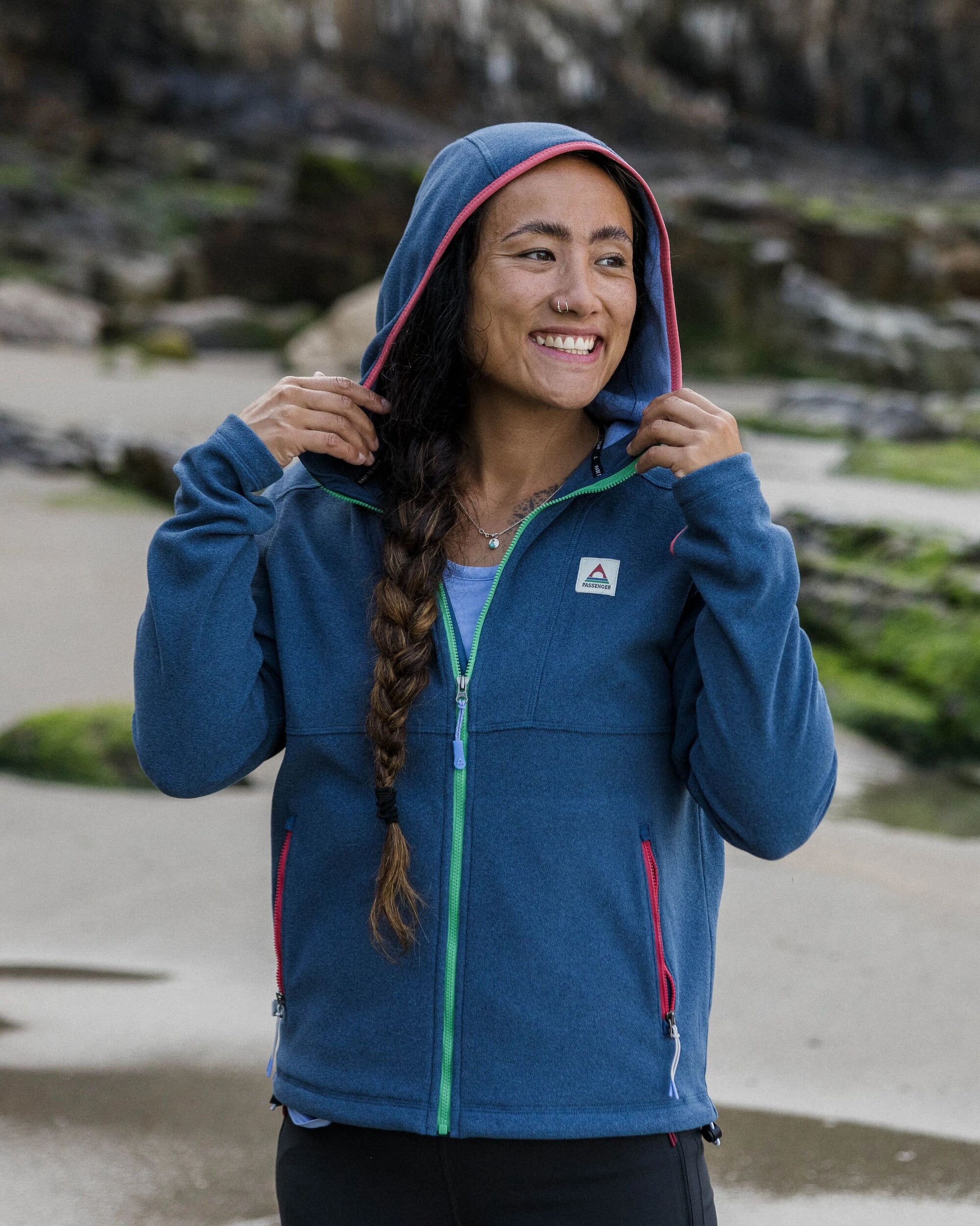 Crest Recycled Polartec® Fleece Hoodie - Dark Denim Marl - Lifestyle