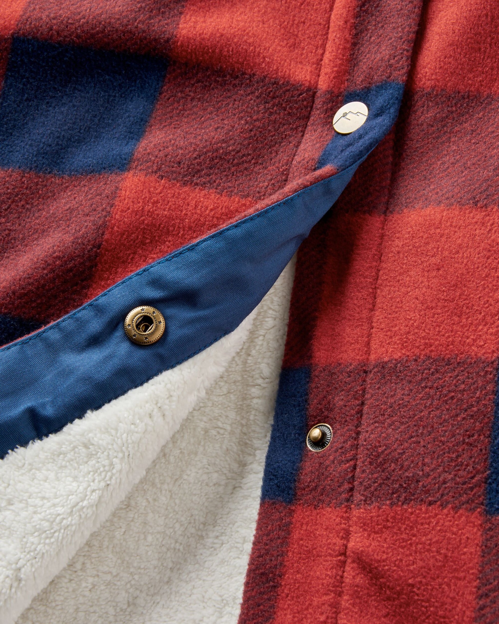 Orion Recycled Sherpa-Lined Polar Fleece Shirt - Red Ochre Buffalo - Flatlay