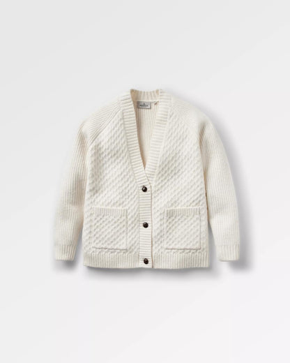 Homey Recycled Knitted Cable Cardigan - Off White - Flatlay