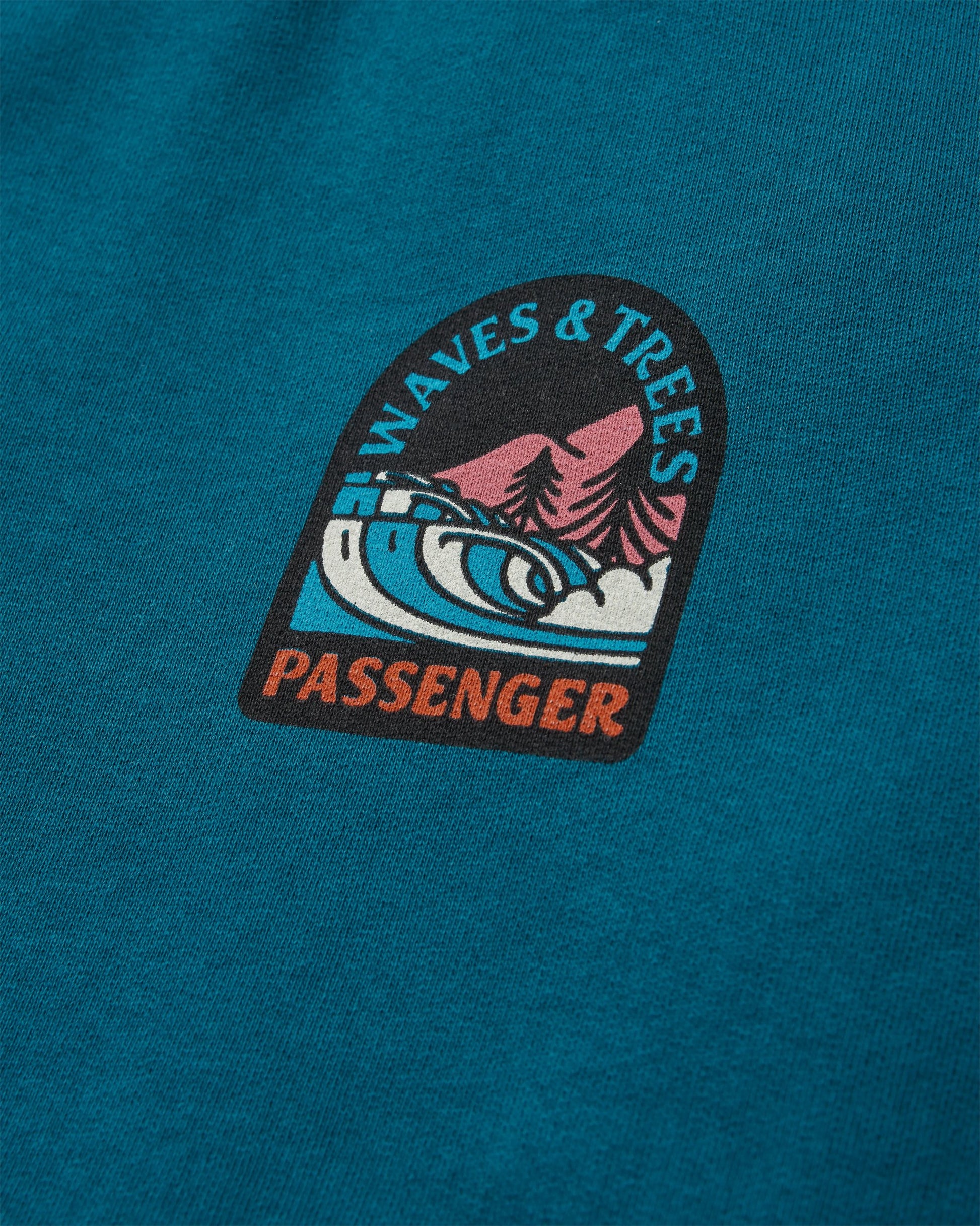 Waves & Trees Recycled Cotton Sweatshirt - Tidal Blue - Flatlay