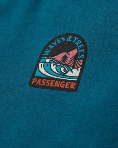 Waves & Trees Recycled Cotton Sweatshirt - Tidal Blue - Flatlay