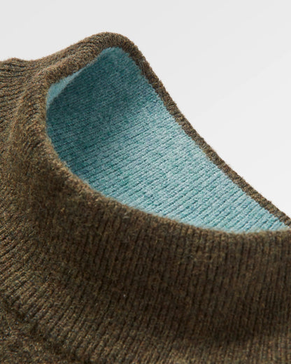 Nettle Recycled Knitted Jumper - Khaki - Flatlay