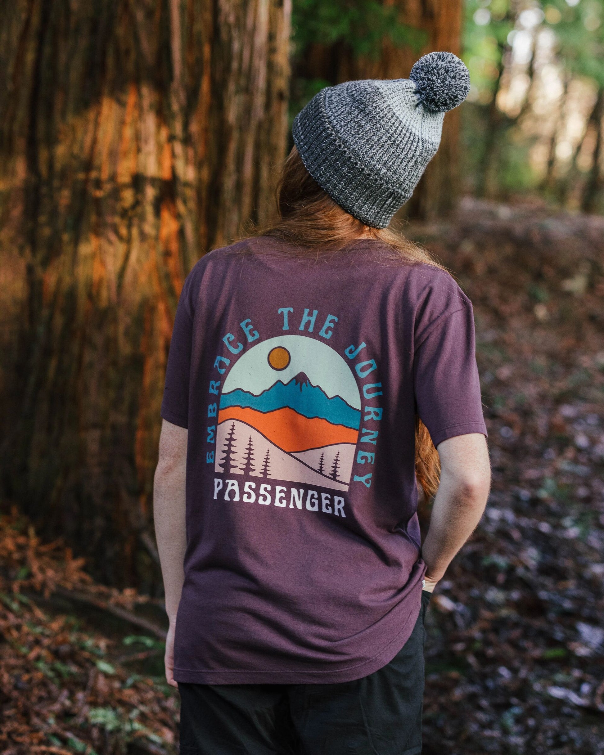 Outlook Recycled Cotton Oversized T-Shirt - Deep Plum - Lifestyle