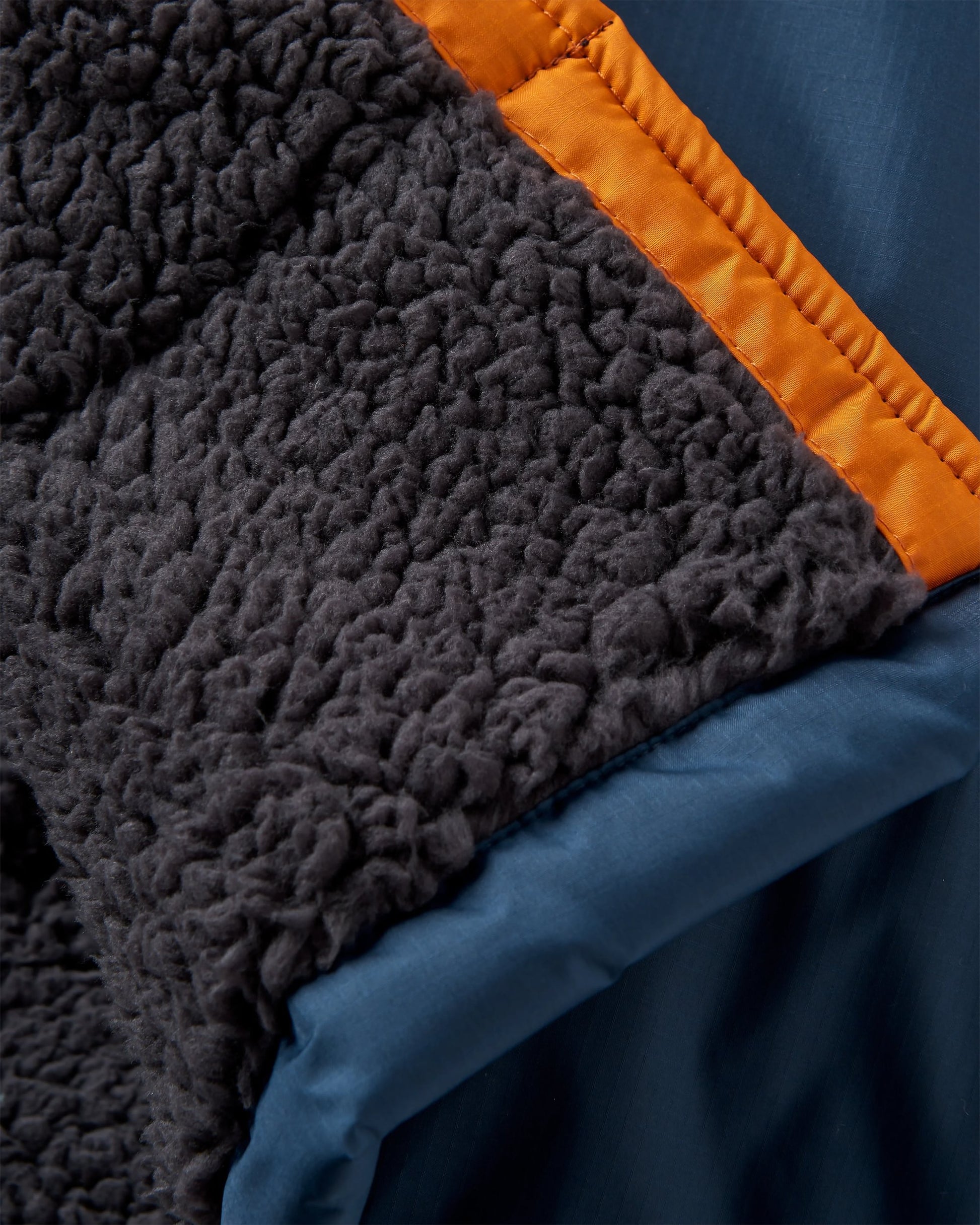 Waves Recycled Sherpa Lined Changing Robe - Sunrise Orange/Rich Navy - Flatlay