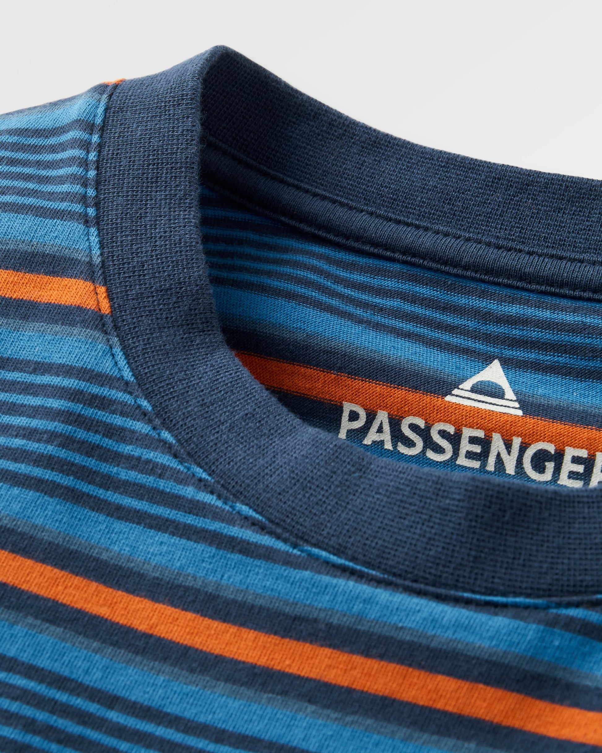 Retro Recycled Cotton Relaxed Fit T-Shirt - Azure Blue Multi Stripe - Flatlay