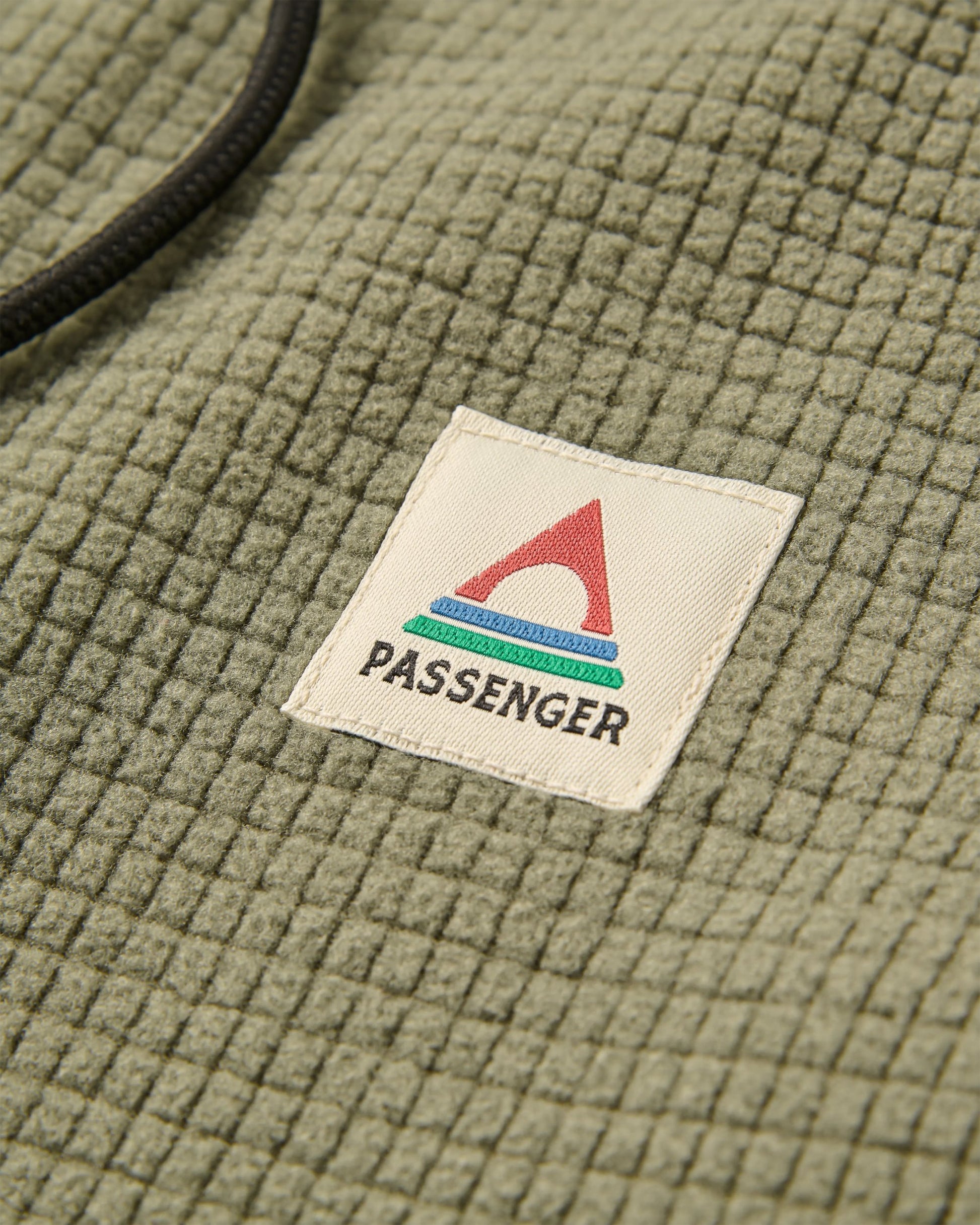 Point Grid Recycled Fleece Hoodie - Dusty Olive - Flatlay