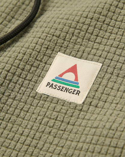 Point Grid Recycled Fleece Hoodie - Dusty Olive - Flatlay