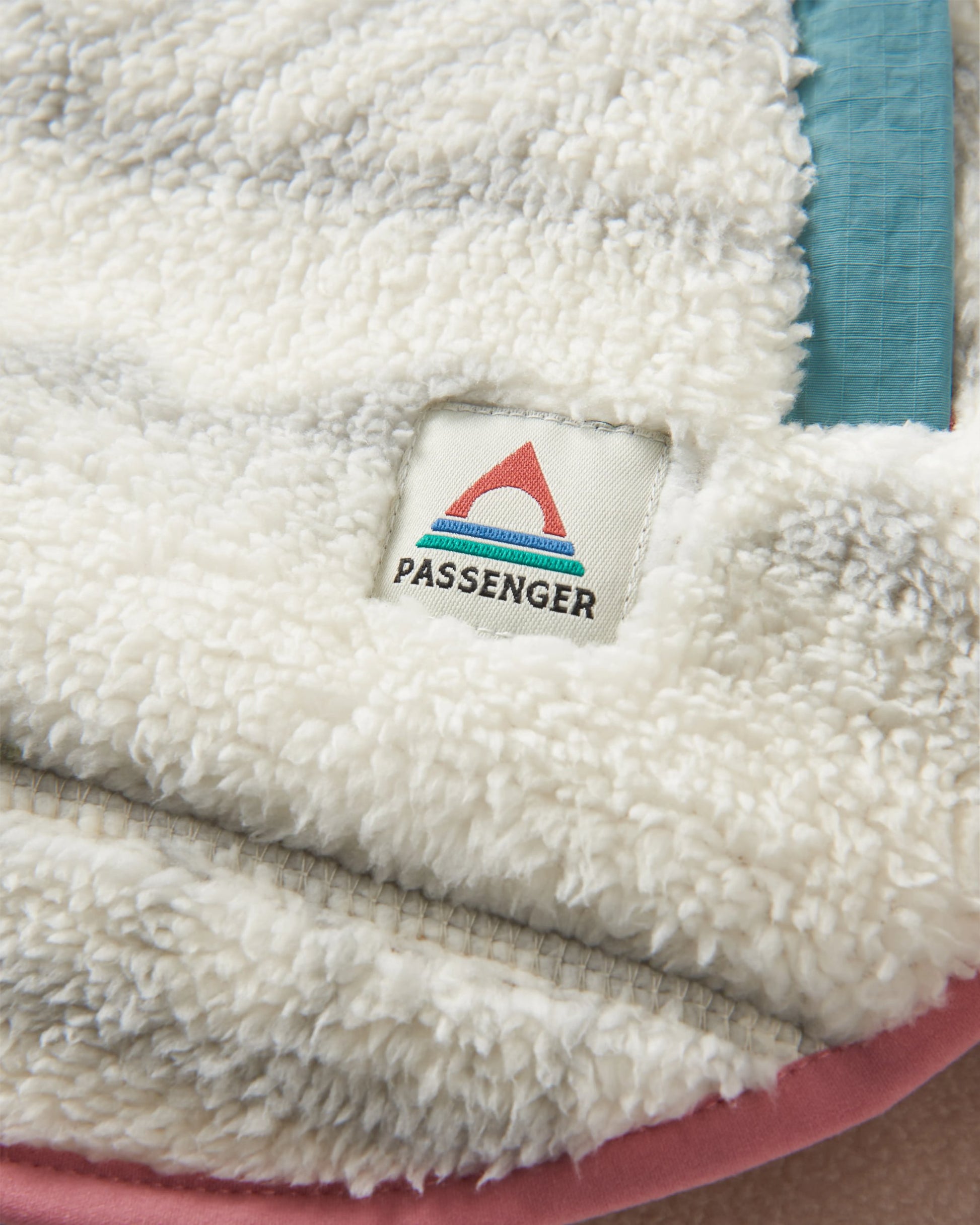Beaumont Recycled Sherpa Hooded Fleece - Mountain Geo Vintage White - Flatlay
