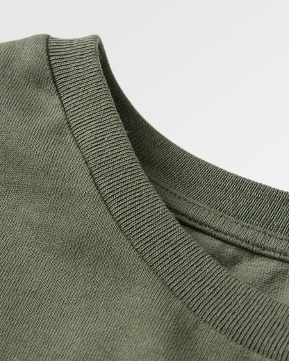 Escapism Recycled Cotton T-Shirt - Dusty Olive - Flatlay