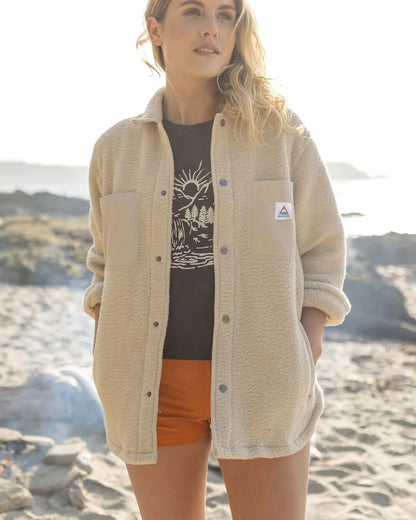 Rappel Recycled Sherpa Oversized Shirt - Oatmeal - Lifestyle