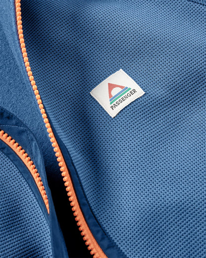 Vertical Full Zip Hooded Recycled Fleece - Dark Denim - Flatlay