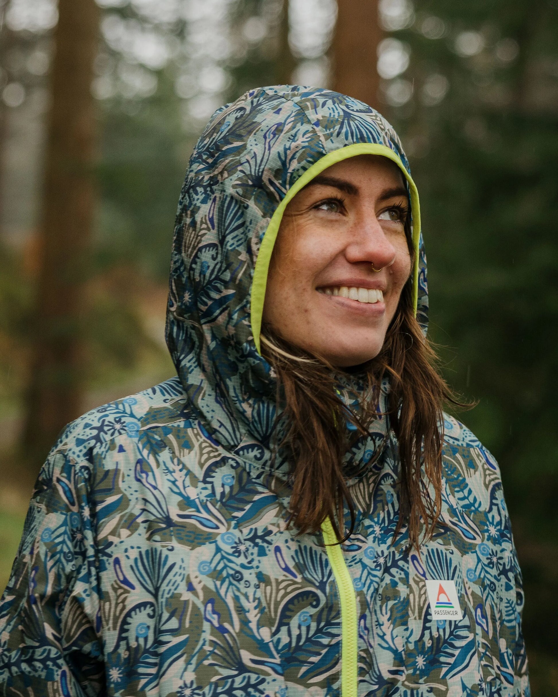 Viento Recycled Windshell Smock - Abstract Seaweed Pistachio