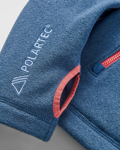 Crest Recycled Polartec® Fleece Hoodie - Dark Denim Marl - Flatlay