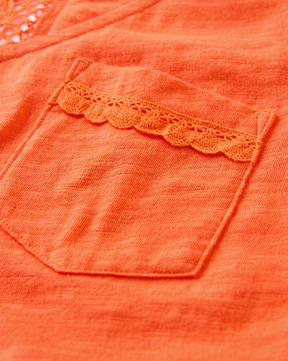 Rivergate Recycled Cotton Top - Ember Orange - Flatlay