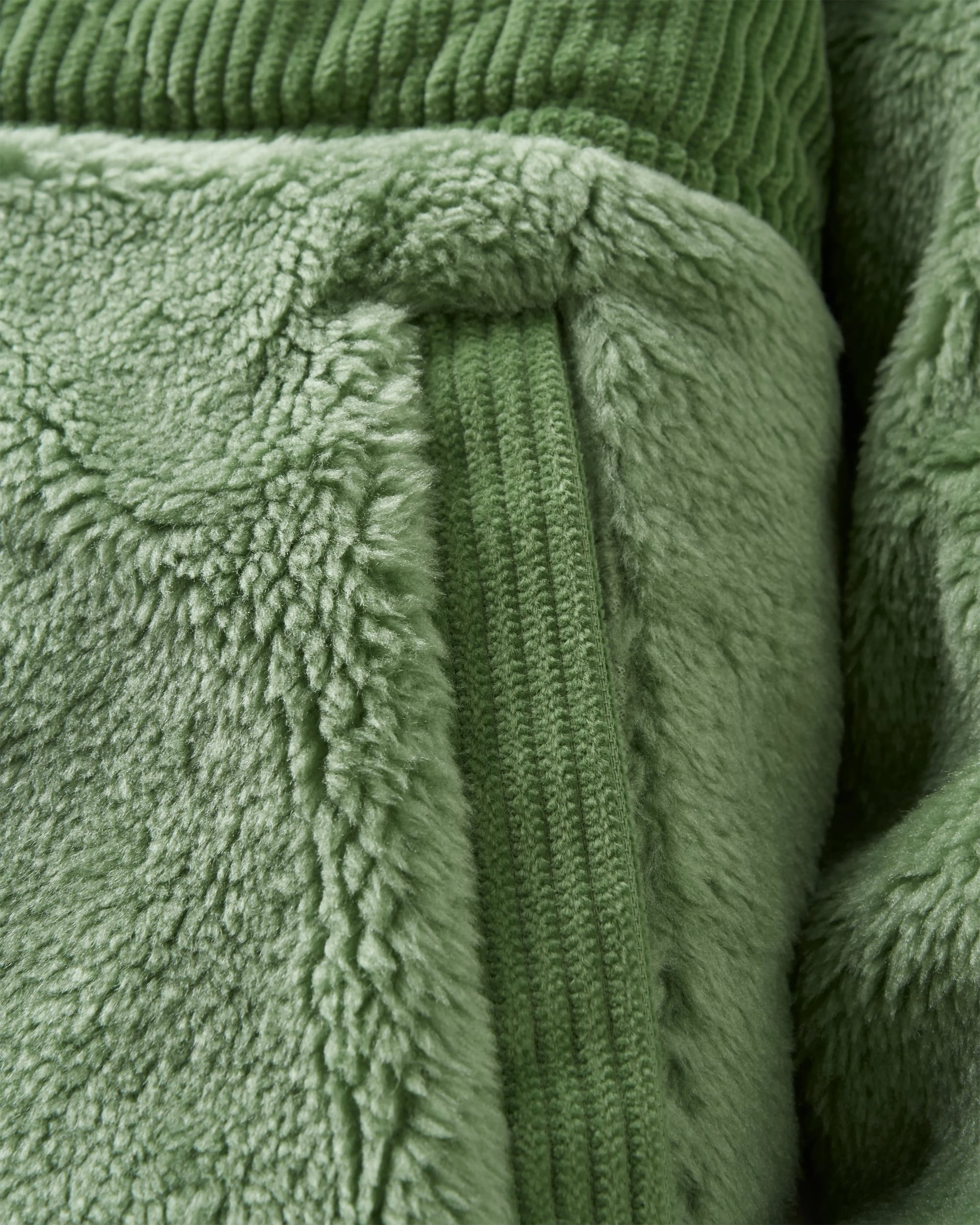 Awaken Recycled Deep-Pile Sherpa Fleece - Stem Green - Flatlay