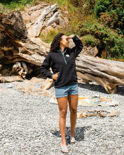 Maine 2.0 1/2 Zip Recycled Sherpa Fleece - Black - Lifestyle