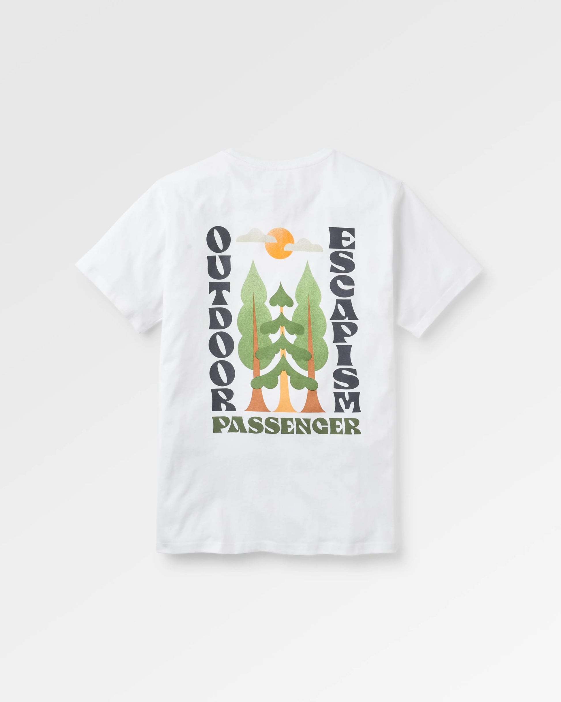 Tall Pines Men's Recycled Cotton T-shirt - White - Flatlay