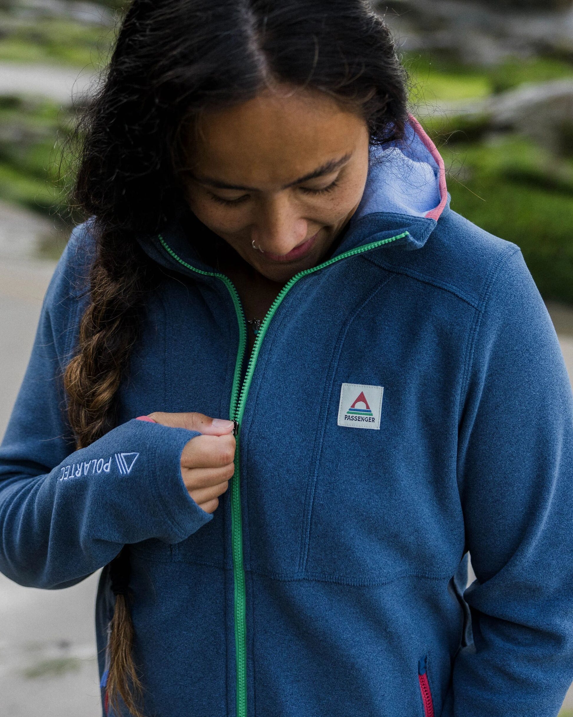 Crest Recycled Polartec® Fleece Hoodie - Dark Denim Marl - Lifestyle