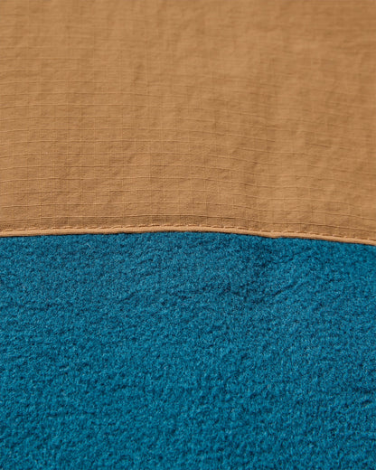 Woodland Hoodless 1/2 Zip Recycled Polartec® Fleece - Espresso/Tidal Blue  - Flatlay