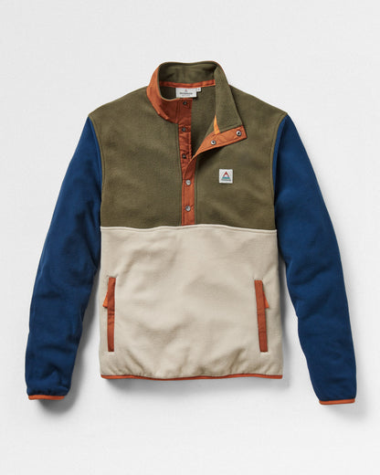Adrift Recycled Polar Fleece - Khaki/Oatmeal - Flatlay