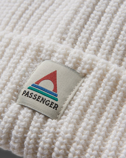 Beechwood Fleece Lined Recycled Beanie - Vintage White - Flatlay