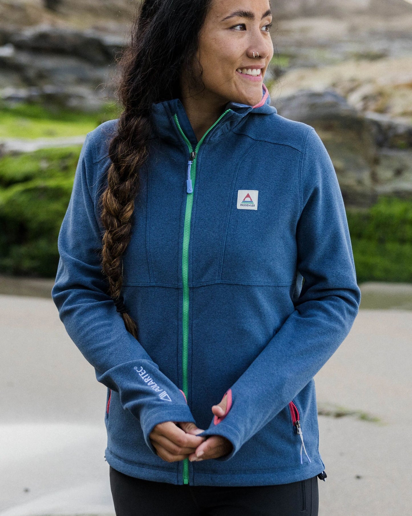 Crest Recycled Polartec® Fleece Hoodie - Dark Denim Marl - Lifestyle