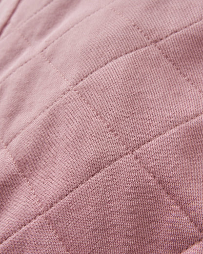 Clementine Recycled Quilted Popper Up Hoodie - Pink Haze - Flatlay
