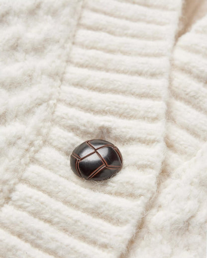 Homey Recycled Knitted Cable Cardigan - Off White - Flatlay