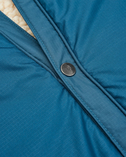 Cabin Recycled Sherpa Blanket - Dark Denim - Flatlay