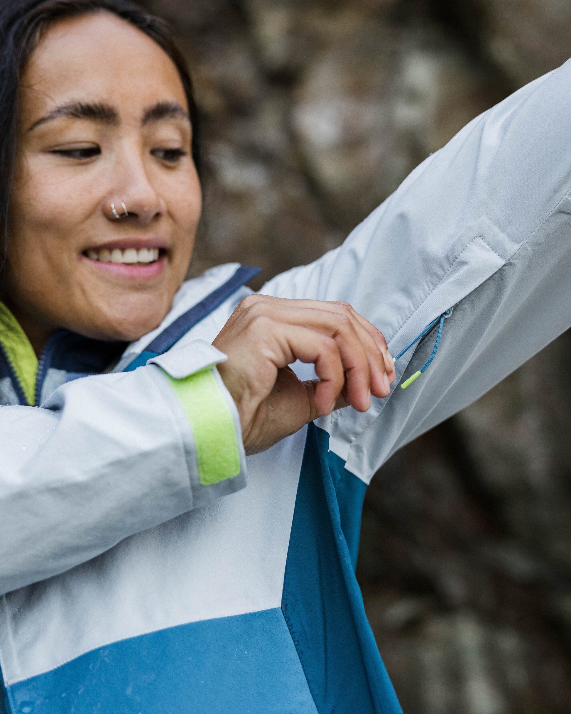 Rainstorm Recycled Waterproof Jacket - Grey Blue/Blue Steel - Lifestyle