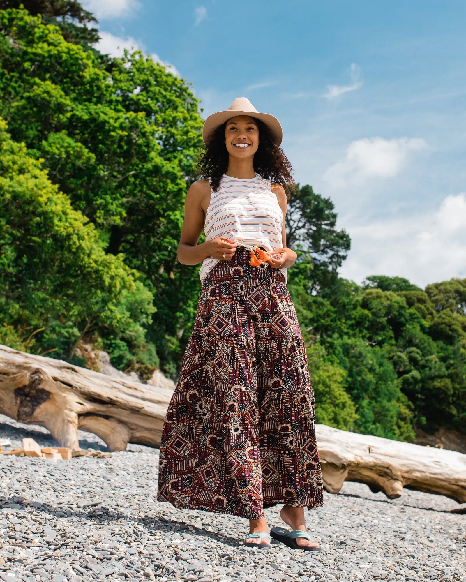Fareway Recycled Cotton Maxi Skirt - Vintage Patchwork Black/Multi - Lifestyle