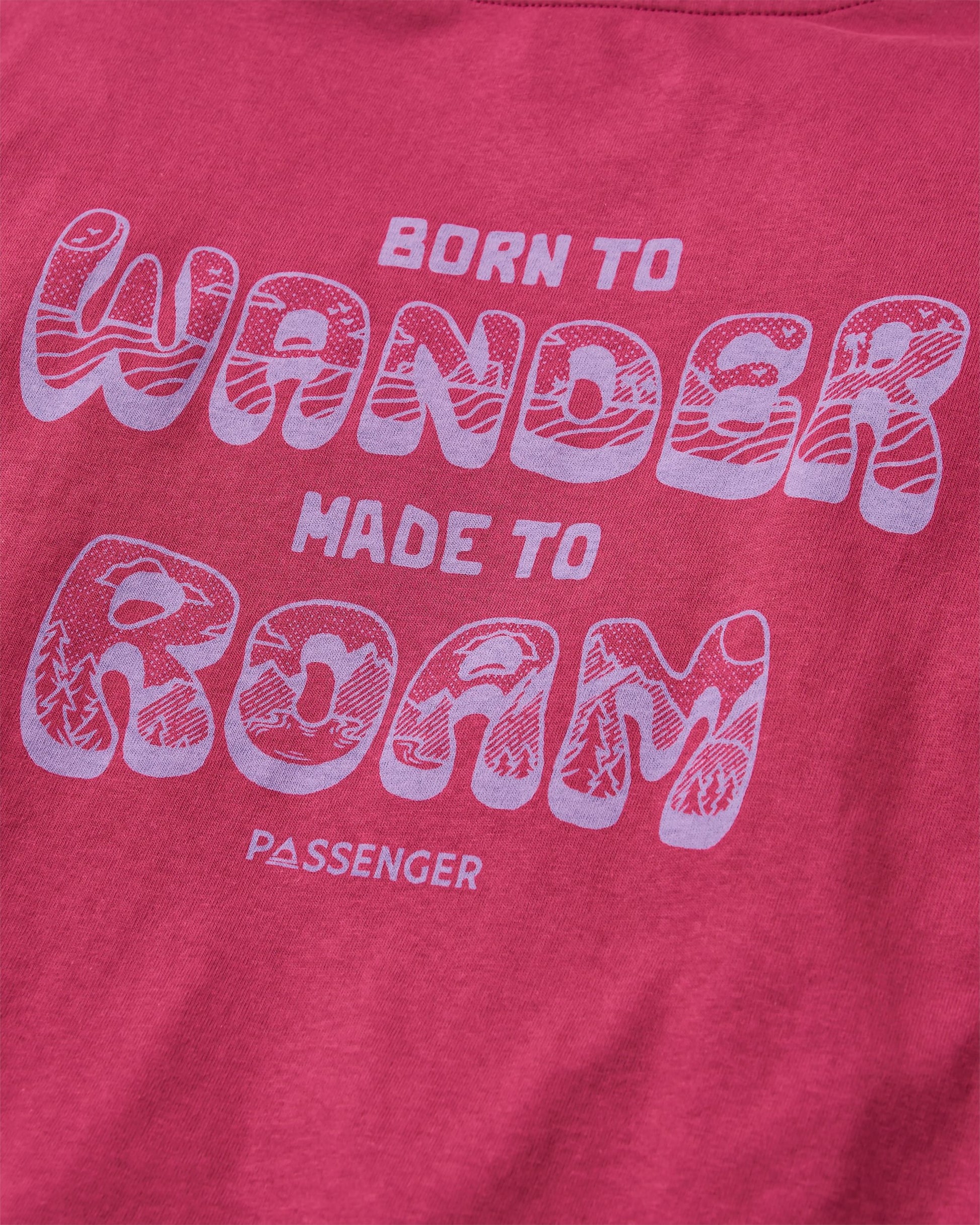 Woodcut Recycled Cotton LS T-Shirt - Cranberry - Flatlay