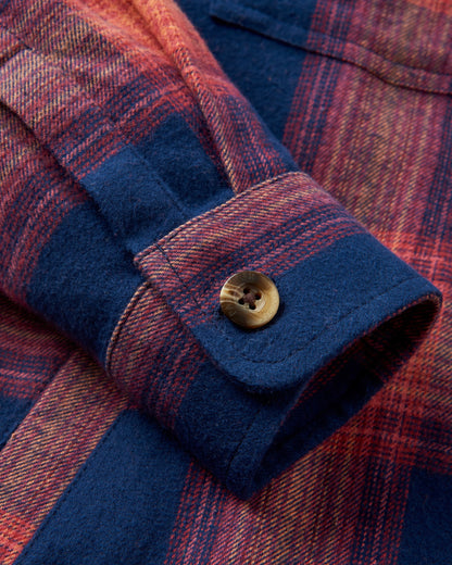 Stella Organic Cotton LS Shirt - Rich Navy/ Red Ochre Check - Flatlay