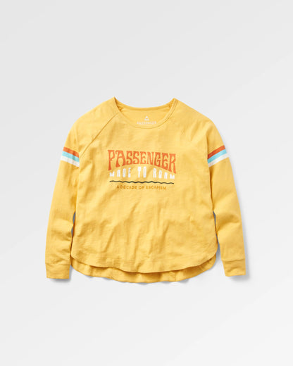 La Sarena Recycled Cotton Oversized LS T-Shirt - Ochre Yellow - Flatlay