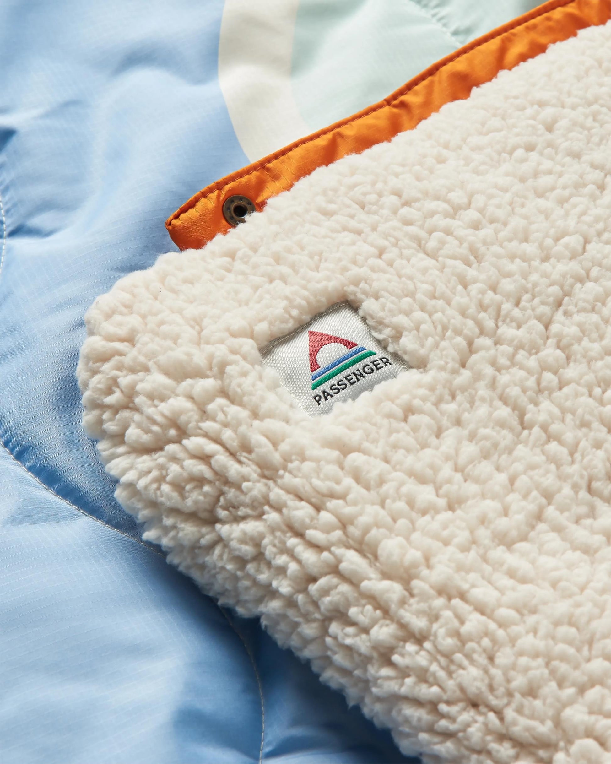 Cabin Recycled Sherpa Blanket - Cornflower - Flatlay
