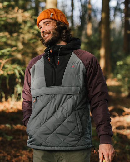 Oceanic Recycled Insulated 1/2 Zip Jacket - Storm Grey/Deep Plum - Lifestyle