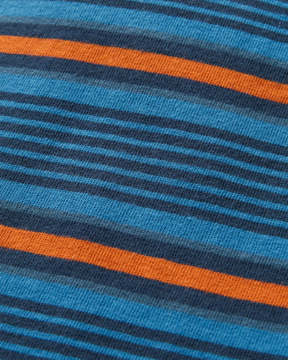 Retro Recycled Cotton Relaxed Fit T-Shirt - Azure Blue Multi Stripe - Flatlay