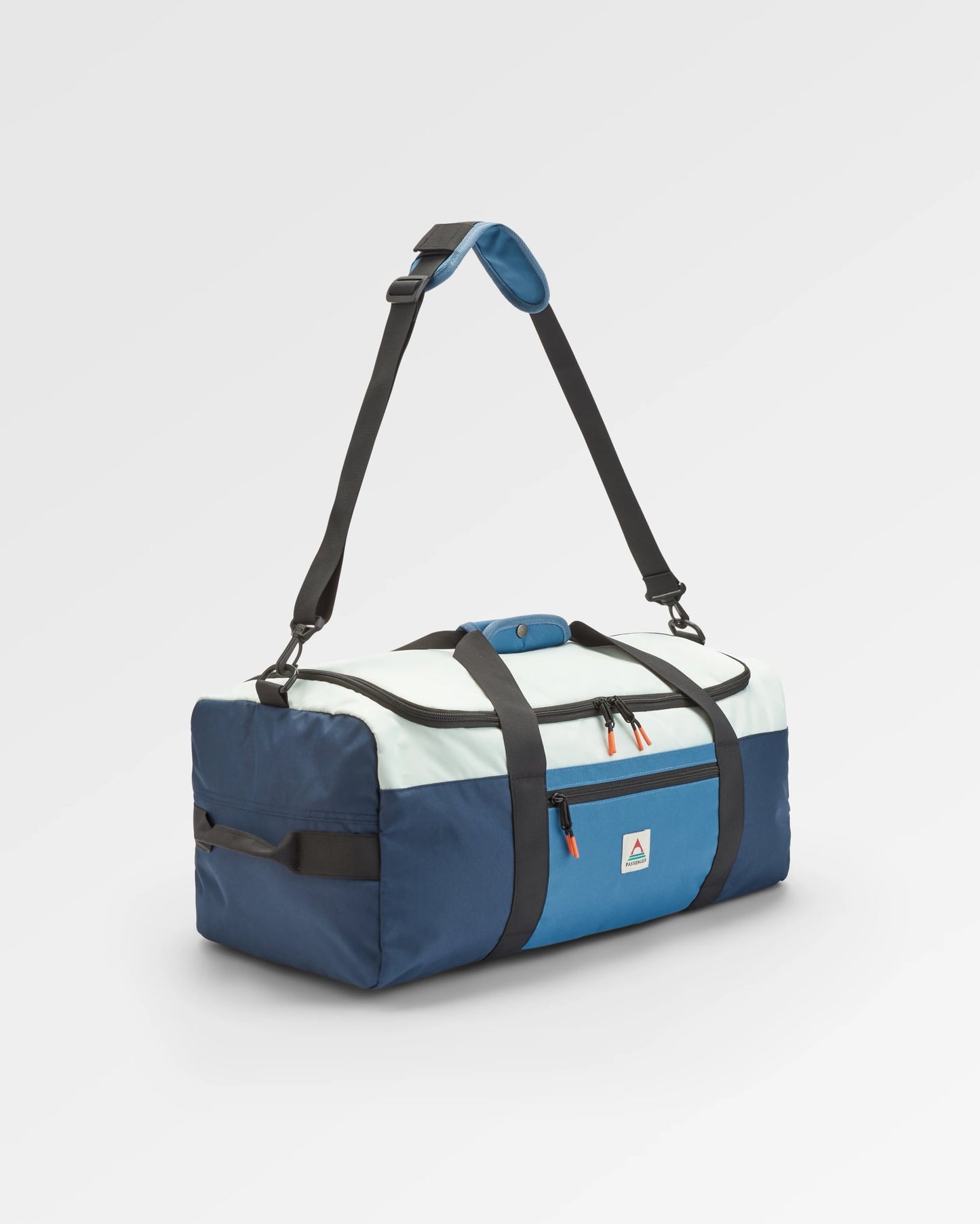 Boondocker Recycled 30L Duffel - Rich Navy/Surf Spray/Moonlight Blue - Flatlay