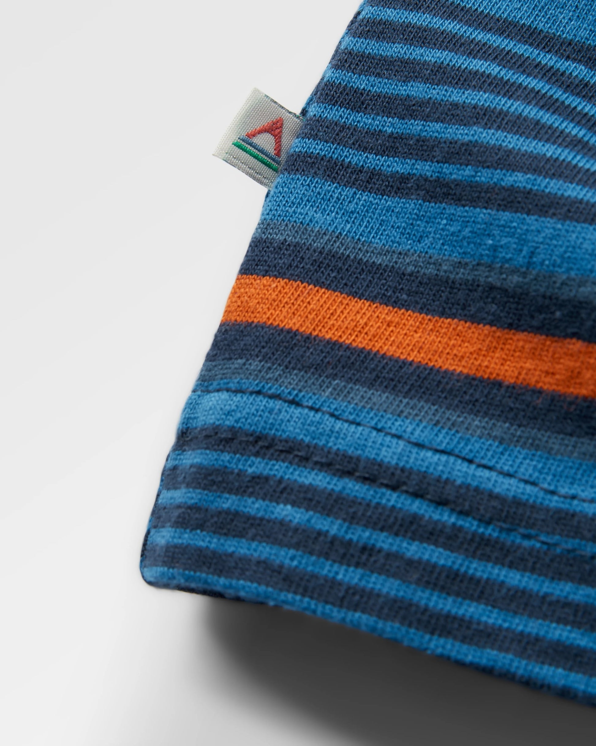 Retro Recycled Cotton Relaxed Fit T-Shirt - Azure Blue Multi Stripe - Flatlay