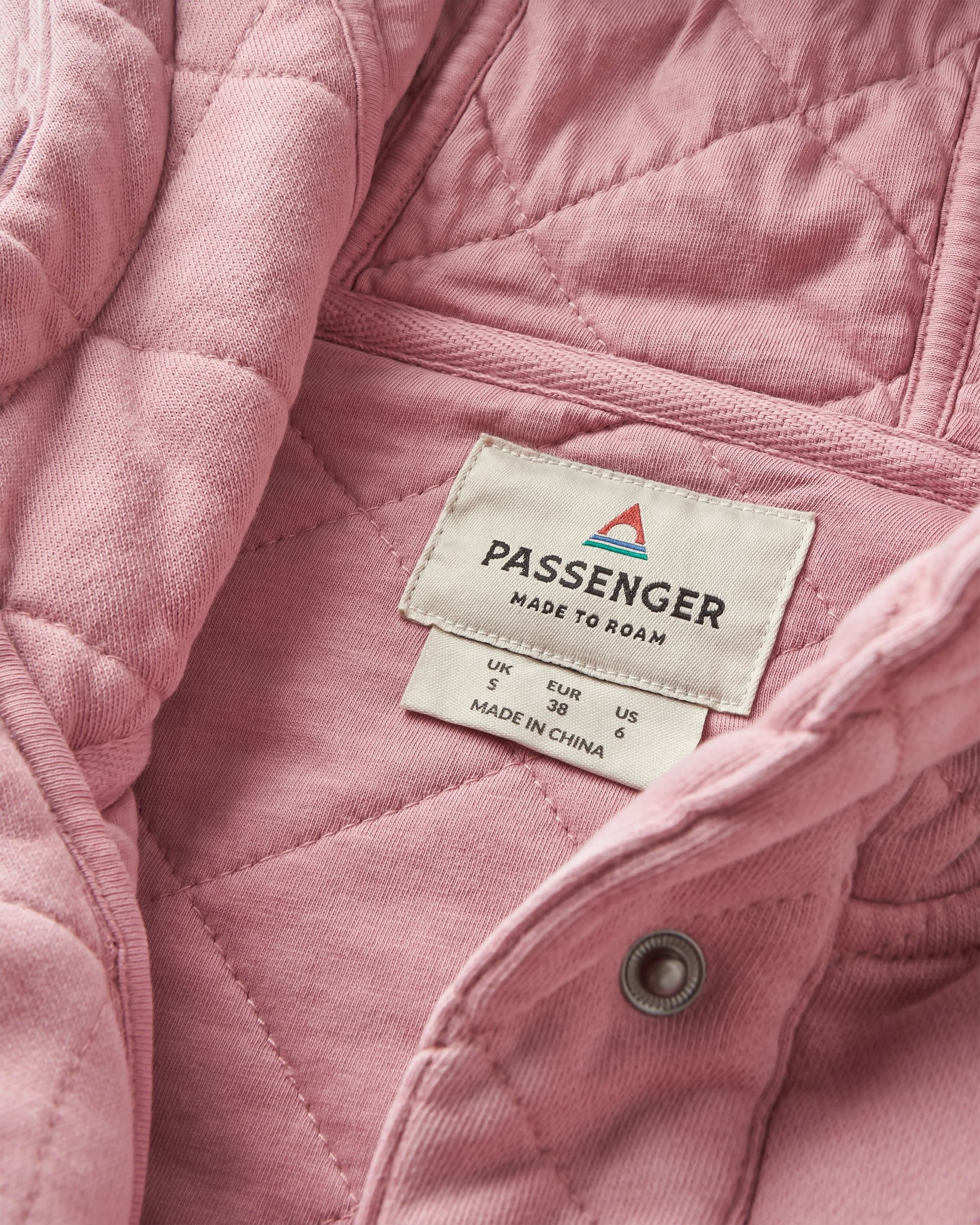 Clementine Recycled Quilted Popper Up Hoodie - Pink Haze - Flatlay