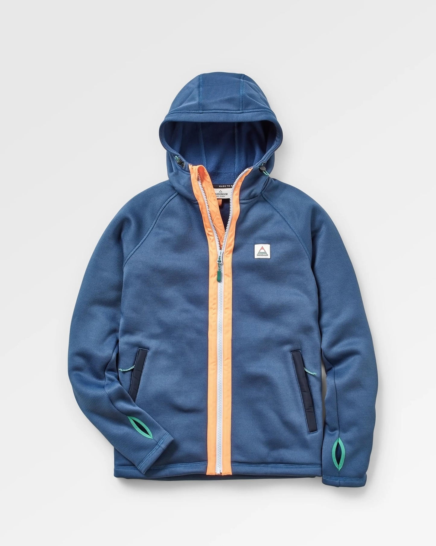 Slope Hooded Recycled Fleece - Dark Denim - Flatlay