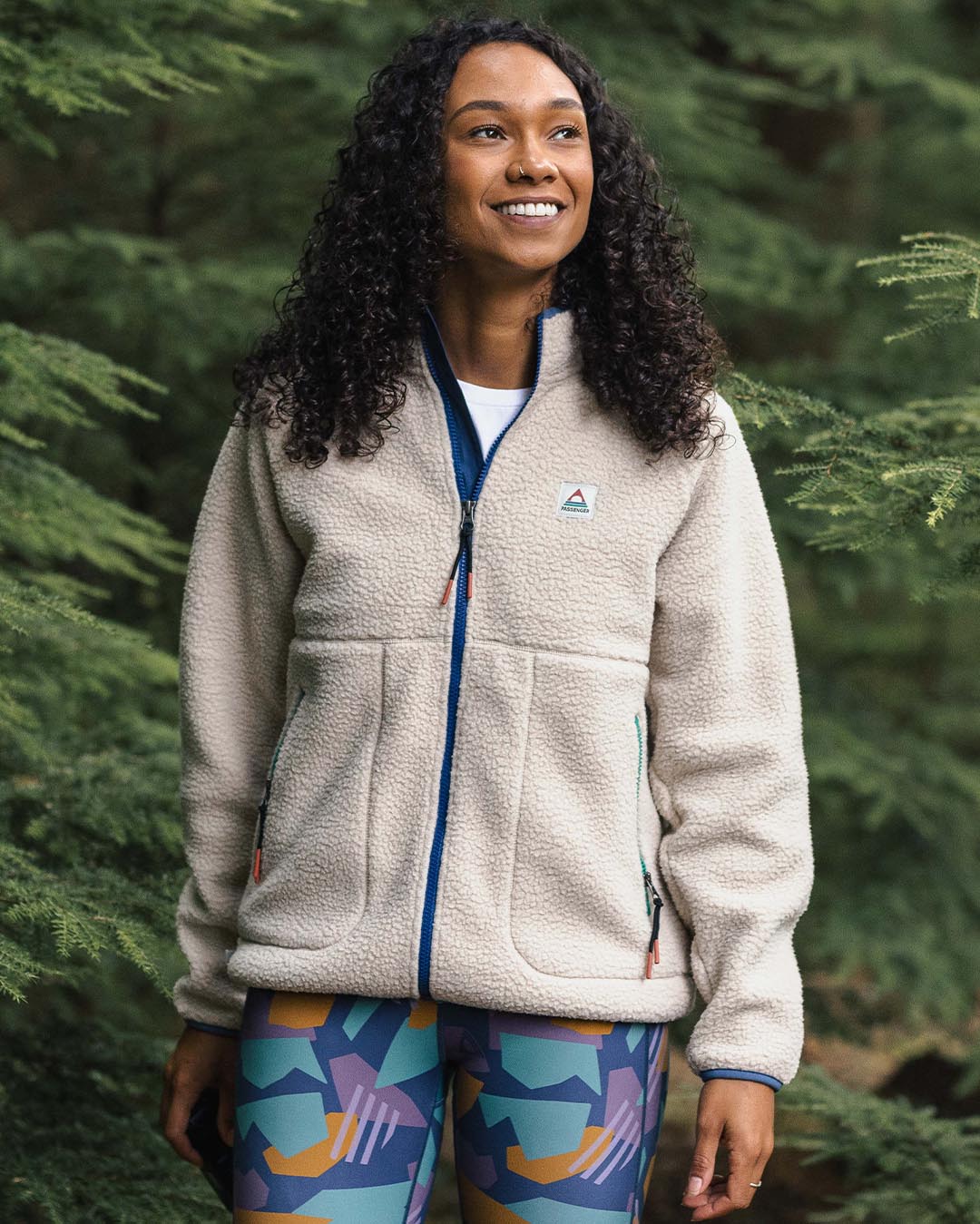 Fairbanks Full Zip Recycled Sherpa Fleece - Oatmeal - Lifestyle