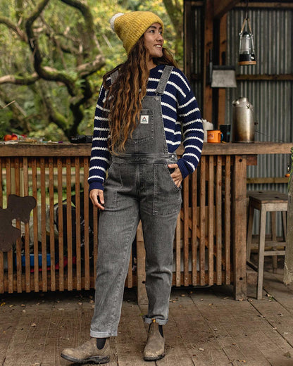 Roamist Organic Cotton Dungarees - Washed Black Denim