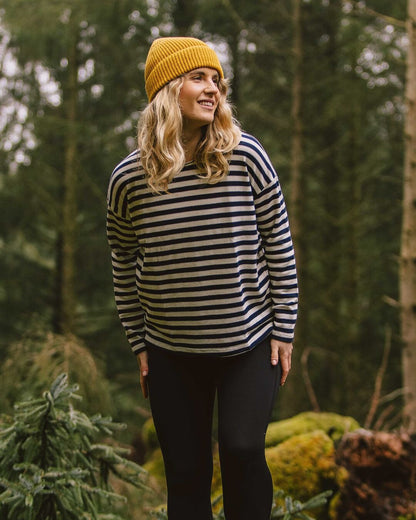 Panorama Striped LS T-Shirt - Deep Navy - Lifestyle